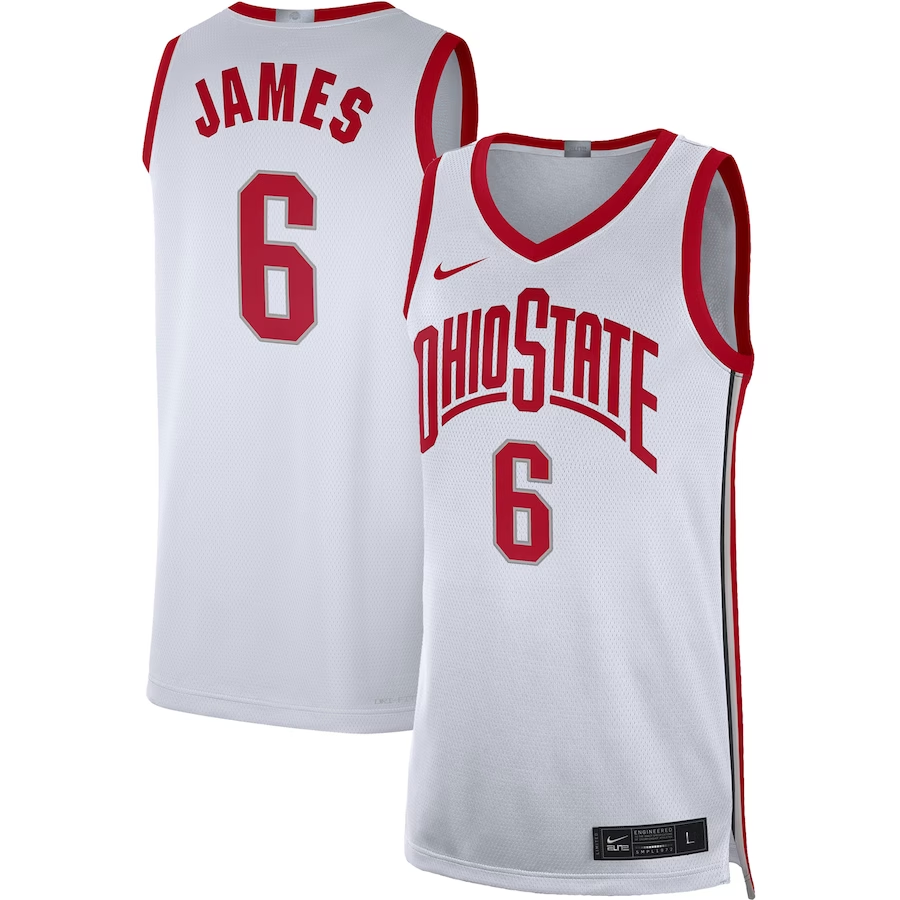 Men's Ohio State Buckeyes LeBron James #6 White Jersey